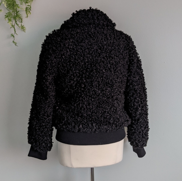 (Forever 21) NWT Black Teddy Furry Zip Jacket - Picture 8 of 14